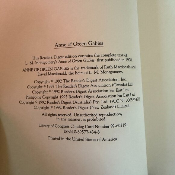 Anne Of Green Gables By L.M. Montgomery Hardcover Readers Digest Edition - Picture 5 of 5